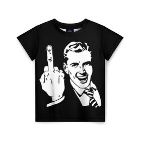 Детская футболка 3D с принтом Человек с пальцем в Белгороде, 100% гипоаллергенный полиэфир | прямой крой, круглый вырез горловины, длина до линии бедер, чуть спущенное плечо, ткань немного тянется | Тематика изображения на принте: менеджер