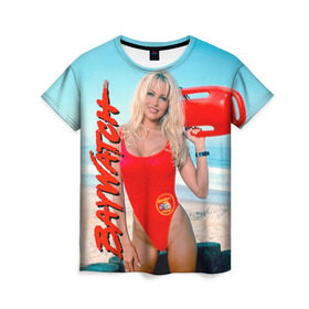 Женская футболка 3D с принтом Baywatch Памела в Белгороде, 100% полиэфир ( синтетическое хлопкоподобное полотно) | прямой крой, круглый вырез горловины, длина до линии бедер | pamella adnerson | андерсон | спасатели малибу