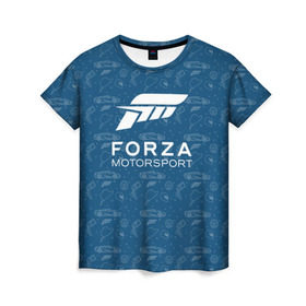 Женская футболка 3D с принтом Forza Motorsport в Белгороде, 100% полиэфир ( синтетическое хлопкоподобное полотно) | прямой крой, круглый вырез горловины, длина до линии бедер | car | crew | dirt | flatout | grid | need | nfs | race | speed | гонки | машина | скорость