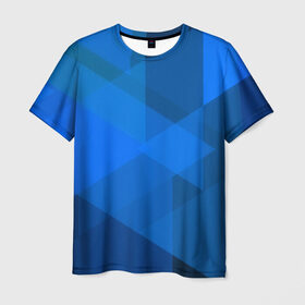 Мужская футболка 3D с принтом blue texsture в Белгороде, 100% полиэфир | прямой крой, круглый вырез горловины, длина до линии бедер | Тематика изображения на принте: abstraction | абстракция | геометрия | грани | линии | полигоны | сочетания | треугольники