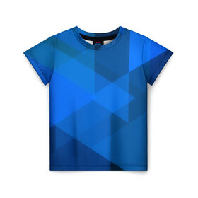Детская футболка 3D с принтом blue texsture в Белгороде, 100% гипоаллергенный полиэфир | прямой крой, круглый вырез горловины, длина до линии бедер, чуть спущенное плечо, ткань немного тянется | abstraction | абстракция | геометрия | грани | линии | полигоны | сочетания | треугольники