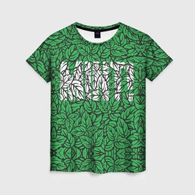 Женская футболка 3D с принтом Mint - Мята в Белгороде, 100% полиэфир ( синтетическое хлопкоподобное полотно) | прямой крой, круглый вырез горловины, длина до линии бедер | 420 | buds | mint | зеленый | зелень | листья | мята | мятный | природа | раста | растаман | текстура | узор | шишки