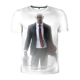 Мужская футболка 3D спортивная с принтом Hitman в тумане в Белгороде, 100% полиэстер с улучшенными характеристиками | приталенный силуэт, круглая горловина, широкие плечи, сужается к линии бедра | 