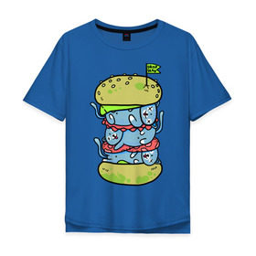 Мужская футболка хлопок Oversize с принтом drop dead в Белгороде, 100% хлопок | свободный крой, круглый ворот, “спинка” длиннее передней части | Тематика изображения на принте: burger | cat | citty | hamburger | бургер | гамбургер | кот | кошка