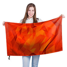 Флаг 3D с принтом Orange geometry в Белгороде, 100% полиэстер | плотность ткани — 95 г/м2, размер — 67 х 109 см. Принт наносится с одной стороны | abstraction | абстракция | геометрия | грани | линии | полигоны | сочетания | текстура | треугольники