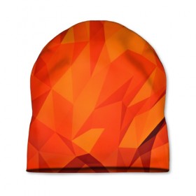 Шапка 3D с принтом Orange geometry в Белгороде, 100% полиэстер | универсальный размер, печать по всей поверхности изделия | abstraction | абстракция | геометрия | грани | линии | полигоны | сочетания | текстура | треугольники