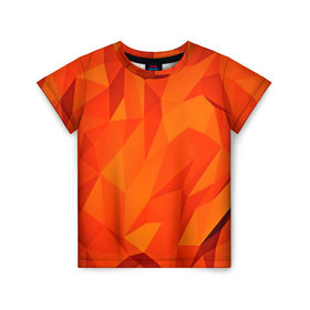 Детская футболка 3D с принтом Orange geometry в Белгороде, 100% гипоаллергенный полиэфир | прямой крой, круглый вырез горловины, длина до линии бедер, чуть спущенное плечо, ткань немного тянется | abstraction | абстракция | геометрия | грани | линии | полигоны | сочетания | текстура | треугольники