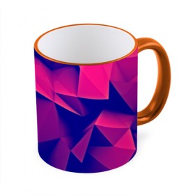 Кружка 3D с принтом Violet polygon в Белгороде, керамика | ёмкость 330 мл | Тематика изображения на принте: 3d | abstraction | абстракция | геометрия | грани | линии | полигоны | розовый | сочетания | текстура | треугольники | фиолетовый