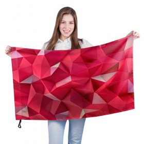 Флаг 3D с принтом Розовые грани в Белгороде, 100% полиэстер | плотность ткани — 95 г/м2, размер — 67 х 109 см. Принт наносится с одной стороны | abstraction | polygon | абстракция | геометрия | грани | линии | полигоны | розовый | сочетания | текстура | треугольники