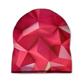 Шапка 3D с принтом Розовые грани в Белгороде, 100% полиэстер | универсальный размер, печать по всей поверхности изделия | abstraction | polygon | абстракция | геометрия | грани | линии | полигоны | розовый | сочетания | текстура | треугольники