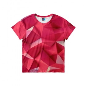 Детская футболка 3D с принтом Розовые грани в Белгороде, 100% гипоаллергенный полиэфир | прямой крой, круглый вырез горловины, длина до линии бедер, чуть спущенное плечо, ткань немного тянется | abstraction | polygon | абстракция | геометрия | грани | линии | полигоны | розовый | сочетания | текстура | треугольники