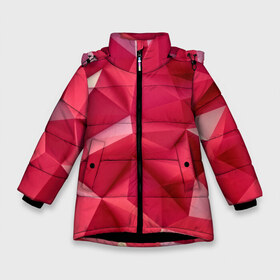 Зимняя куртка для девочек 3D с принтом Розовые грани в Белгороде, ткань верха — 100% полиэстер; подклад — 100% полиэстер, утеплитель — 100% полиэстер. | длина ниже бедра, удлиненная спинка, воротник стойка и отстегивающийся капюшон. Есть боковые карманы с листочкой на кнопках, утяжки по низу изделия и внутренний карман на молнии. 

Предусмотрены светоотражающий принт на спинке, радужный светоотражающий элемент на пуллере молнии и на резинке для утяжки. | abstraction | polygon | абстракция | геометрия | грани | линии | полигоны | розовый | сочетания | текстура | треугольники
