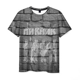 Мужская футболка 3D с принтом Пикник мелом на стене в Белгороде, 100% полиэфир | прямой крой, круглый вырез горловины, длина до линии бедер | кирнос | корчемный | шклярский
