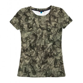 Женская футболка 3D с принтом Камуфляж в Белгороде, 100% полиэфир ( синтетическое хлопкоподобное полотно) | прямой крой, круглый вырез горловины, длина до линии бедер | go go | девушка | милитари | паттрен | силуэт | текстура | хаки