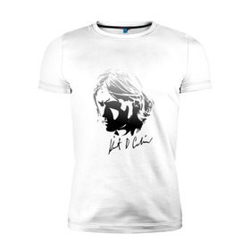 Мужская футболка премиум с принтом Курт Кобейн автограф в Белгороде, 92% хлопок, 8% лайкра | приталенный силуэт, круглый вырез ворота, длина до линии бедра, короткий рукав |  kurt cobain |  nirvana |  курт кобейн | нирвана