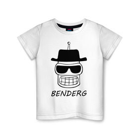 Детская футболка хлопок с принтом Benderg в Белгороде, 100% хлопок | круглый вырез горловины, полуприлегающий силуэт, длина до линии бедер | bender | breaking bad | futurama | бендер | во все тяжкие | зойдберг | космос | футурама