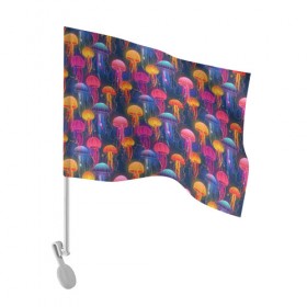 Флаг для автомобиля с принтом Медузы в Белгороде, 100% полиэстер | Размер: 30*21 см | лето | медузы | море | океан. рыбы | подводный мир