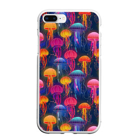 Чехол для iPhone 7Plus/8 Plus матовый с принтом Медузы в Белгороде, Силикон | Область печати: задняя сторона чехла, без боковых панелей | лето | медузы | море | океан. рыбы | подводный мир