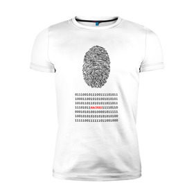 Мужская футболка премиум с принтом Hacked в Белгороде, 92% хлопок, 8% лайкра | приталенный силуэт, круглый вырез ворота, длина до линии бедра, короткий рукав | Тематика изображения на принте: code | developer | hacker | взлом | кодер | отпечаток | прогер | программирование | хакер
