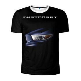 Мужская футболка 3D спортивная с принтом Ford Mustang GT 2 в Белгороде, 100% полиэстер с улучшенными характеристиками | приталенный силуэт, круглая горловина, широкие плечи, сужается к линии бедра | cobra | ford | gt | mustang | shelby