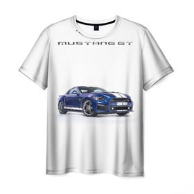 Мужская футболка 3D с принтом Ford Mustang GT 3 в Белгороде, 100% полиэфир | прямой крой, круглый вырез горловины, длина до линии бедер | Тематика изображения на принте: ford | gt | mustang | shelby | мустанг | форд | шэлби