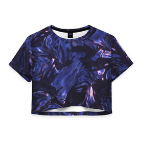 Женская футболка 3D укороченная с принтом Нефть в Белгороде, 100% полиэстер | круглая горловина, длина футболки до линии талии, рукава с отворотами | абстракция | жидкость | жижа | нефть | смола | текстура | черная