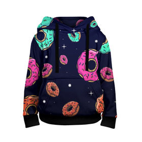 Детская толстовка 3D с принтом Black Milk Космические Пончики в Белгороде, 100% полиэстер | двухслойный капюшон со шнурком для регулировки, мягкие манжеты на рукавах и по низу толстовки, спереди карман-кенгуру с мягким внутренним слоем | black milk | donut | donuts | space | the simpsons | trend | глазурь | дизайн | еда | звезда | звёзды | космос | мода | пончик | симпсоны | симсоны | сладкий | стиль | тренд | узор