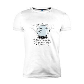 Мужская футболка премиум с принтом Магический кристалл в Белгороде, 92% хлопок, 8% лайкра | приталенный силуэт, круглый вырез ворота, длина до линии бедра, короткий рукав | ведьма | изотерика | колдовство | магический шар | магия | эзотерика
