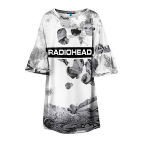 Детское платье 3D с принтом Radiohead 8 в Белгороде, 100% полиэстер | прямой силуэт, чуть расширенный к низу. Круглая горловина, на рукавах — воланы | Тематика изображения на принте: radiohead | радиохэд | том йорк