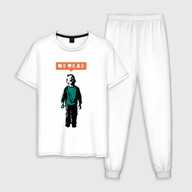 Мужская пижама хлопок с принтом ИГНОР в Белгороде, 100% хлопок | брюки и футболка прямого кроя, без карманов, на брюках мягкая резинка на поясе и по низу штанин
 | арт | бэнкси | граффити | поп арт | стрит арт