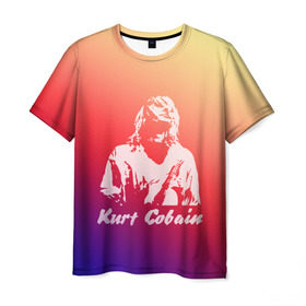 Мужская футболка 3D с принтом Kurt Cobain в Белгороде, 100% полиэфир | прямой крой, круглый вырез горловины, длина до линии бедер | Тематика изображения на принте: nirvana |  курт кобейн | нирвана | рок