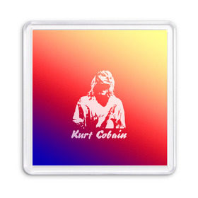 Магнит 55*55 с принтом Kurt Cobain в Белгороде, Пластик | Размер: 65*65 мм; Размер печати: 55*55 мм | nirvana |  курт кобейн | нирвана | рок