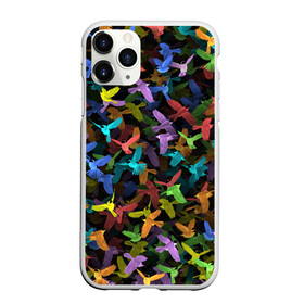 Чехол для iPhone 11 Pro матовый с принтом Разноцветные птички в Белгороде, Силикон |  | ворбьи | куча | паттерн | птица | птицы | радуга | радужный | синцы | стая | текстура