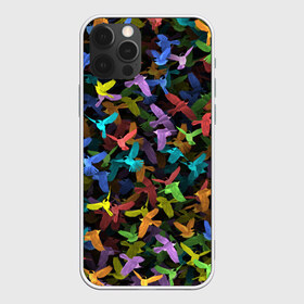 Чехол для iPhone 12 Pro Max с принтом Разноцветные птички в Белгороде, Силикон |  | ворбьи | куча | паттерн | птица | птицы | радуга | радужный | синцы | стая | текстура