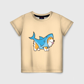 Детская футболка 3D с принтом Пес-акула в Белгороде, 100% гипоаллергенный полиэфир | прямой крой, круглый вырез горловины, длина до линии бедер, чуть спущенное плечо, ткань немного тянется | акула | пёс | песик | рисунок