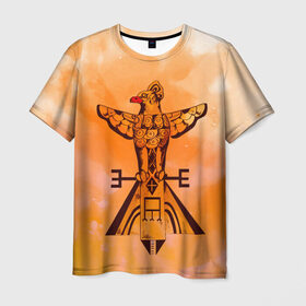 Мужская футболка 3D с принтом этника в Белгороде, 100% полиэфир | прямой крой, круглый вырез горловины, длина до линии бедер | геометрия | индейцы | ловец снов | орел | орнамент | перья | пирамида | птица | пустыня | символы | сокол | тотем | узоры | этно | ястреб