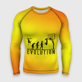 Мужской рашгард 3D с принтом Эволюция баскетбола в Белгороде,  |  | basketball | evolution | желтый | обезьяна человек | оранжевый | эволюция