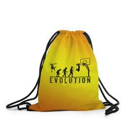 Рюкзак-мешок 3D с принтом Эволюция баскетбола в Белгороде, 100% полиэстер | плотность ткани — 200 г/м2, размер — 35 х 45 см; лямки — толстые шнурки, застежка на шнуровке, без карманов и подкладки | basketball | evolution | желтый | обезьяна человек | оранжевый | эволюция