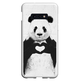 Чехол для Samsung S10E с принтом Panda heart в Белгороде, Силикон | Область печати: задняя сторона чехла, без боковых панелей | heart | panda | арт | клевый | красивый | панда | рисунок | сердце