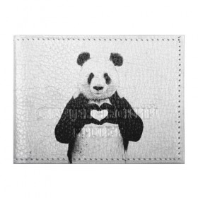 Обложка для студенческого билета с принтом Panda heart в Белгороде, натуральная кожа | Размер: 11*8 см; Печать на всей внешней стороне | heart | panda | арт | клевый | красивый | панда | рисунок | сердце