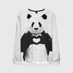 Мужской свитшот 3D с принтом Panda heart в Белгороде, 100% полиэстер с мягким внутренним слоем | круглый вырез горловины, мягкая резинка на манжетах и поясе, свободная посадка по фигуре | heart | panda | арт | клевый | красивый | панда | рисунок | сердце