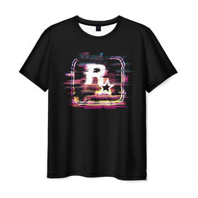Мужская футболка 3D с принтом Rockstar Noise в Белгороде, 100% полиэфир | прямой крой, круглый вырез горловины, длина до линии бедер | auto | dead | grand | gta | red | redemption | theft | гта | рокстар