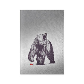 Обложка для паспорта матовая кожа с принтом Медведь наступил на лего в Белгороде, натуральная матовая кожа | размер 19,3 х 13,7 см; прозрачные пластиковые крепления | Тематика изображения на принте: зверь | косолапый | лего | медведь | мишка | рев