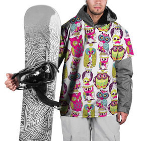 Накидка на куртку 3D с принтом Совы в Белгороде, 100% полиэстер |  | Тематика изображения на принте: абстракция | паттерн | совы | цветные | яркие