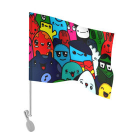 Флаг для автомобиля с принтом Монстрбомбинг в Белгороде, 100% полиэстер | Размер: 30*21 см | 3d | bombing | sticker | животные | милые | монстры | прикольные | стикербомбинг