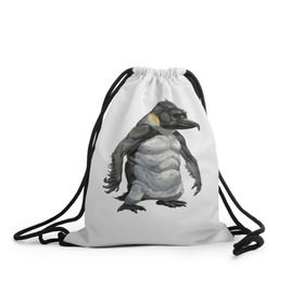 Рюкзак-мешок 3D с принтом Пингвинопитек в Белгороде, 100% полиэстер | плотность ткани — 200 г/м2, размер — 35 х 45 см; лямки — толстые шнурки, застежка на шнуровке, без карманов и подкладки | лженаука | пингвин