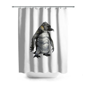 Штора 3D для ванной с принтом Пингвинопитек в Белгороде, 100% полиэстер | плотность материала — 100 г/м2. Стандартный размер — 146 см х 180 см. По верхнему краю — пластиковые люверсы для креплений. В комплекте 10 пластиковых колец | лженаука | пингвин