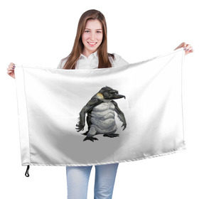 Флаг 3D с принтом Пингвинопитек в Белгороде, 100% полиэстер | плотность ткани — 95 г/м2, размер — 67 х 109 см. Принт наносится с одной стороны | лженаука | пингвин