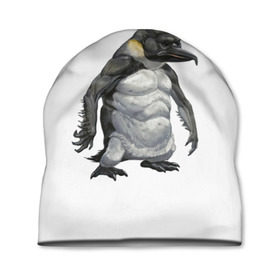 Шапка 3D с принтом Пингвинопитек в Белгороде, 100% полиэстер | универсальный размер, печать по всей поверхности изделия | Тематика изображения на принте: лженаука | пингвин