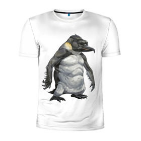Мужская футболка 3D спортивная с принтом Пингвинопитек в Белгороде, 100% полиэстер с улучшенными характеристиками | приталенный силуэт, круглая горловина, широкие плечи, сужается к линии бедра | лженаука | пингвин